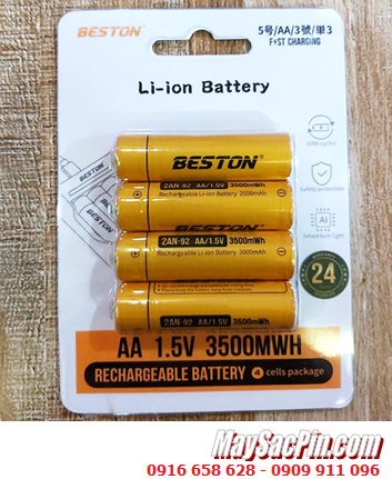 Beston 2AN-92, Pin sạc Lithium Li-ion AA 1.5v Beston 2AM-92 (với 3500mWh=2269mAh) /Vỉ 4viên